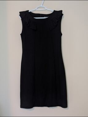 Lori Michaels Black Sleeveless Ruffle-Neck Mini Dress, Size Medium